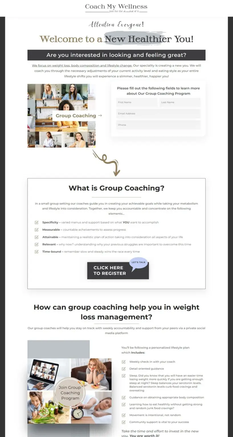 Coach My Wellness funnel sample